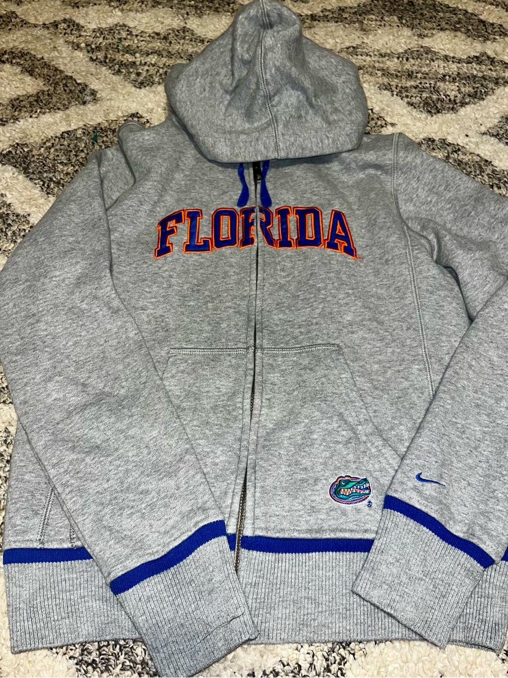 Nike Gray Florida Zip Hoodie with Blue and Orange Accents